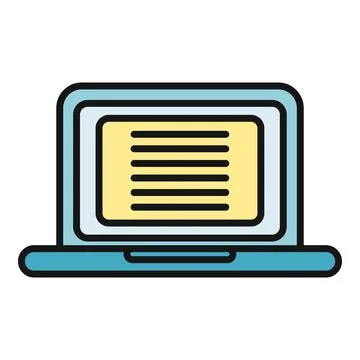 Laptop computer showing digital content in screen Illustrazione stock