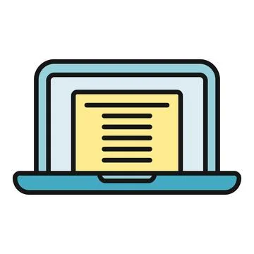 Laptop computer showing document file on screen 库存插图