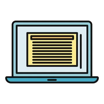 Laptop computer showing document on screen illustration Stockillustratie