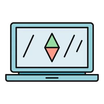 Laptop computer showing an up down arrow icon Stock Illustration