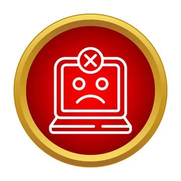 Laptop computer showing an error message with sad face Illustrazione stock