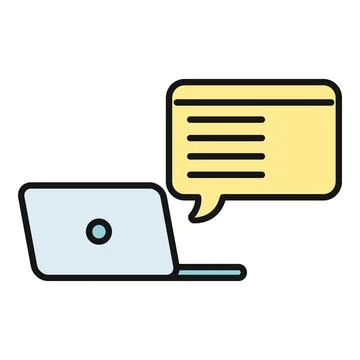 Laptop computer showing online chat message notification Stock Illustration