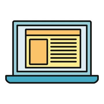 Laptop computer showing an open website page icon Stockillustratie