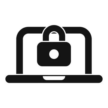 Laptop computer showing security padlock protecting data Illustrazione stock