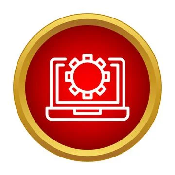 Laptop computer showing settings gear icon on screen Stock Illustration