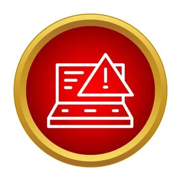 Laptop computer showing system warning alert message icon Illustrazione stock