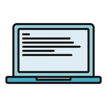Laptop computer showing text on screen icon 库存插图