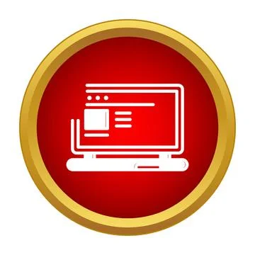 Laptop computer showing web browser interface icon 库存插图