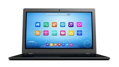 Laptop computer single 3d illustration Stock Illustration