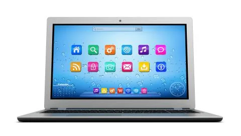 Laptop computer single 3d illustration Stock Illustration