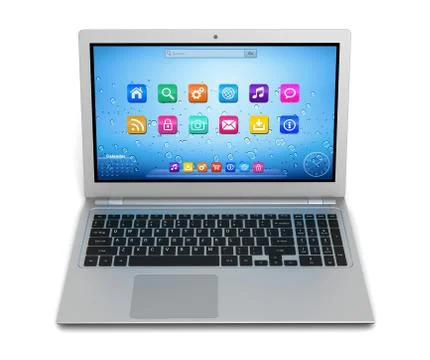 Laptop computer single 3d illustration Stock Illustration