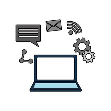 Laptop computer social media network Stock Illustration