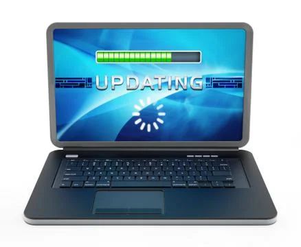 Laptop computer with software update screen. 3D illustration 스톡 일러스트