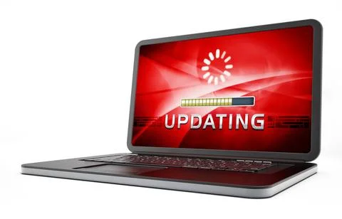 Laptop computer with software update screen. 3D illustration Laptop comput... Stock Photos