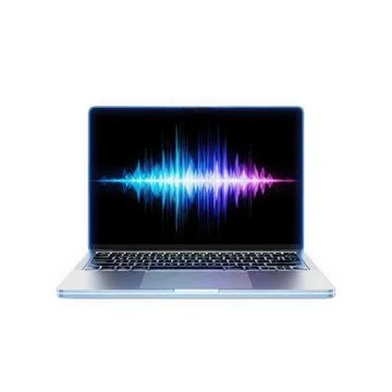 Laptop computer with sound wave on screen Stock Photos