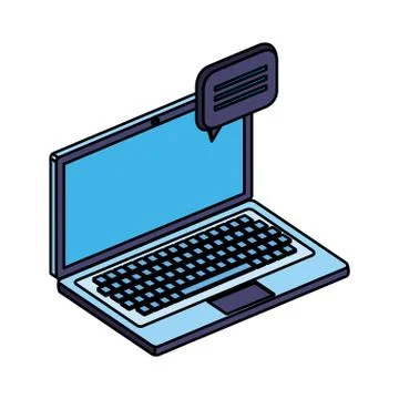 Laptop computer with speech bubble 스톡 일러스트