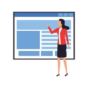 Laptop computer with speech bubbles, flat design Stock Illustration