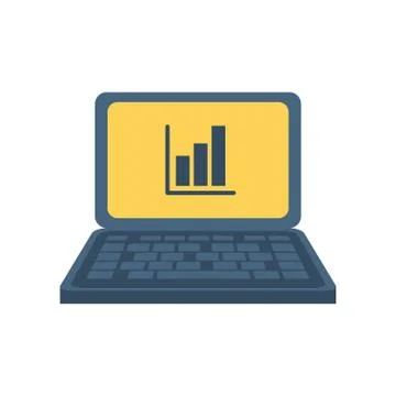 Laptop computer with statistics bars Stock Illustration