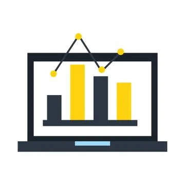 Laptop computer statistics chart business Stock Illustration