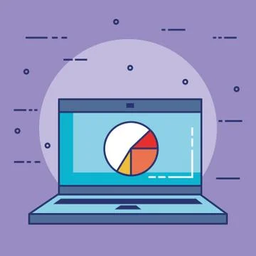 Laptop computer with statistics Stock Illustration