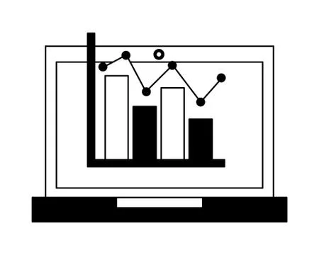 Laptop computer with statistics Stock Illustration