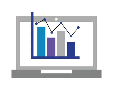 Laptop computer with statistics Stock Illustration