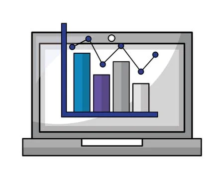 Laptop computer with statistics Stock Illustration