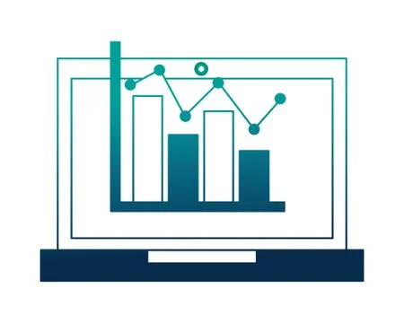Laptop computer with statistics Stock Illustration