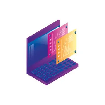 Laptop computer with statistics webpage templates Stock Illustration