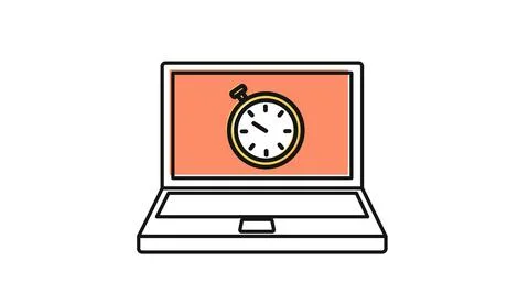 Laptop computer with stopwatch speed symbol Stock Illustration