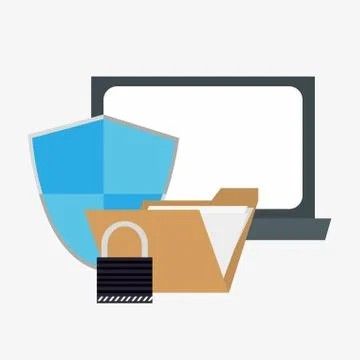 Laptop computer system security design Illustrazione stock