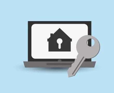 Laptop computer system security design Stock Illustration