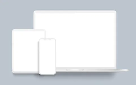 Laptop computer, tablet and mobile phone clay mockup Stock Illustration