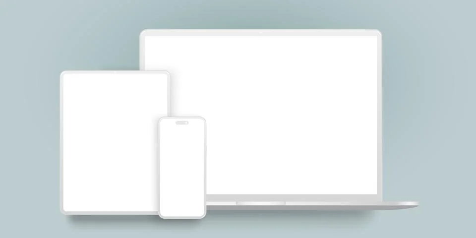 Laptop computer, tablet and smartphone clay mockup Stock Illustration
