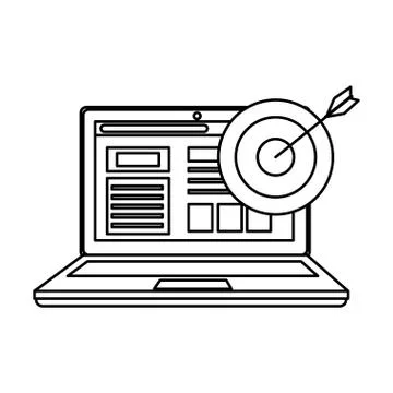 Laptop computer with targer arrow Illustrazione stock