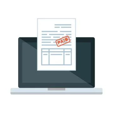 Laptop computer with tax documents Stock Illustration