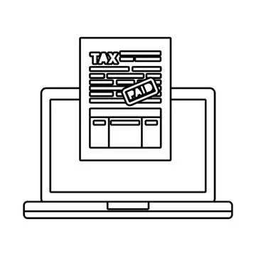 Laptop computer with tax documents Illustrazione stock