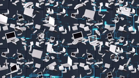 Laptop computer tech background loop tile Falling. This is a loopable and Stock Footage 305144506
