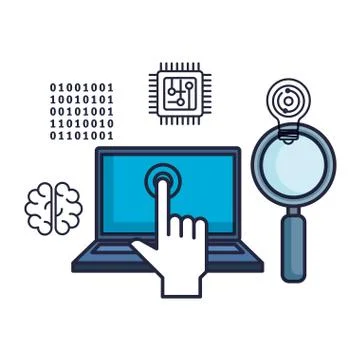 Laptop computer with tech icons vector illustrator Stock Illustration