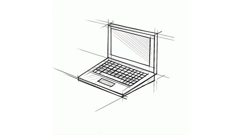 Laptop Computer Technical Drawing Time L... | Stock Video | Pond5
