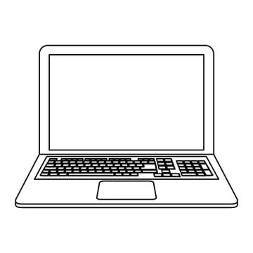 Laptop computer technology black and white Stock-Illustration