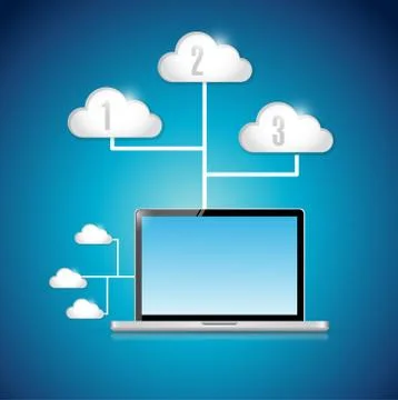 Laptop computer technology cloud computing 스톡 일러스트