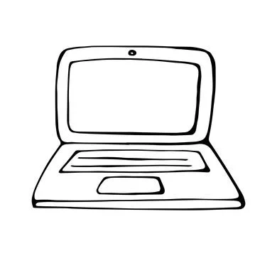Laptop computer technology device doodle illustration Stock Illustration
