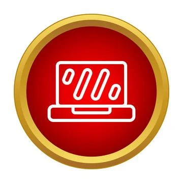 Laptop computer technology icon on red button Stock Illustration