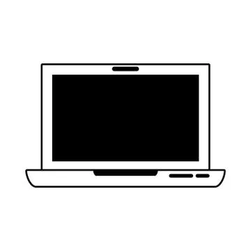 Laptop computer technology isolated in black and white Stock-Illustration