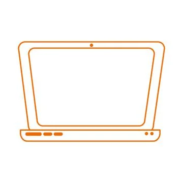 Laptop computer technology virtual home education line color style icon Stock Illustration