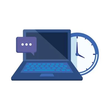 Laptop computer with time clock Stockillustratie