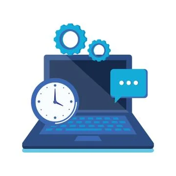 Laptop computer with time clock Stock Illustration