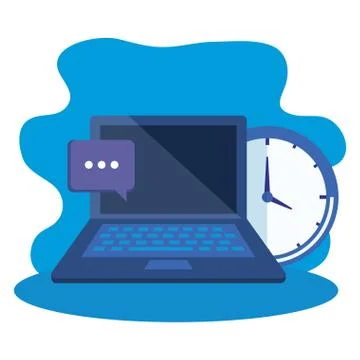 Laptop computer with time clock Illustrazione stock