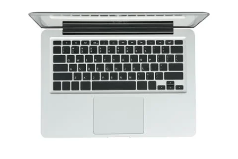 Laptop computer top view isolated on white background with clipping path. Stock Photos